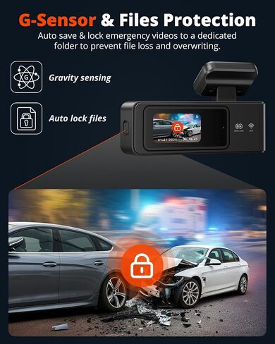 Wireless Dash Cam Front and Rear 2K, WiFi APP Dash Camera for Cars with 1.5'' Screen, Mini Dashcam Front and Back Support G-Sensor/Time Lapse 2 Kinds Parking Monitor in Kuwait