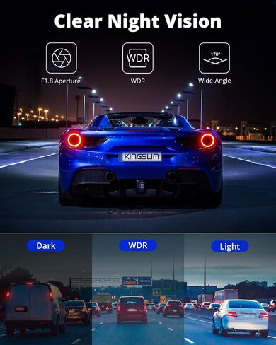 Wireless Dash Cam Front and Rear 2K, WiFi APP Dash Camera for Cars with 1.5'' Screen, Mini Dashcam Front and Back Support G-Sensor/Time Lapse 2 Kinds Parking Monitor in Kuwait