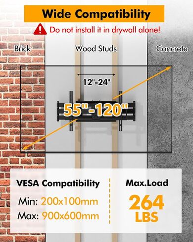Heavy Duty XXL Long Arm TV Wall Mount for 55-120 inch Extra Large TVs in Kuwait