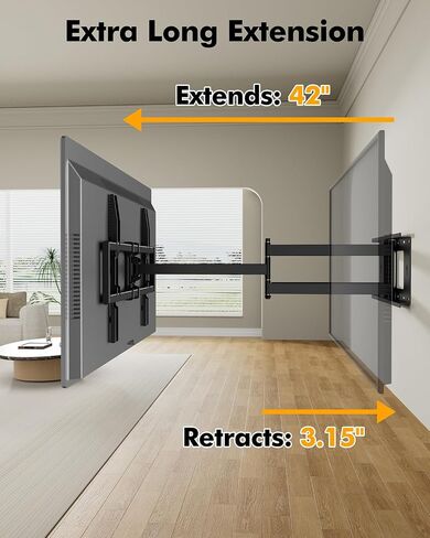 Heavy Duty XXL Long Arm TV Wall Mount for 55-120 inch Extra Large TVs in Kuwait
