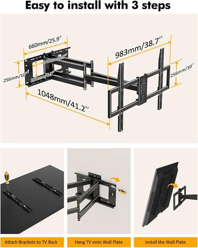Heavy Duty XXL Long Arm TV Wall Mount for 55-120 inch Extra Large TVs in Kuwait