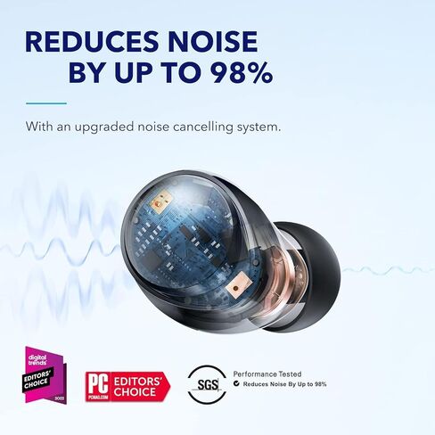 Soundcore by Anker Space A40 Auto-Adjustable Active Noise Cancelling Wireless Earbuds, Reduce Noise by Up to 98%, 50H Playtime, Hi-Res Sound, Comfortable Fit, App Customization(Renewed) in Kuwait