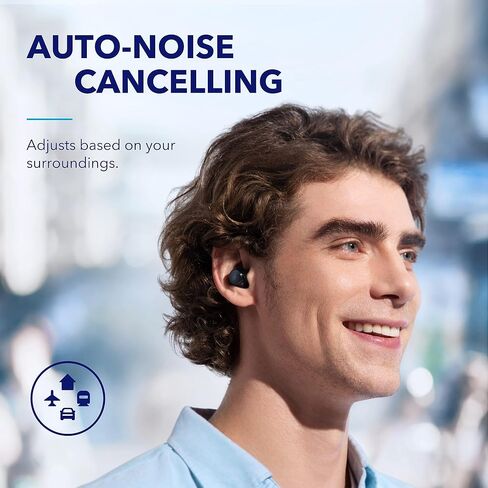 Soundcore by Anker Space A40 Auto-Adjustable Active Noise Cancelling Wireless Earbuds, Reduce Noise by Up to 98%, 50H Playtime, Hi-Res Sound, Comfortable Fit, App Customization(Renewed) in Kuwait