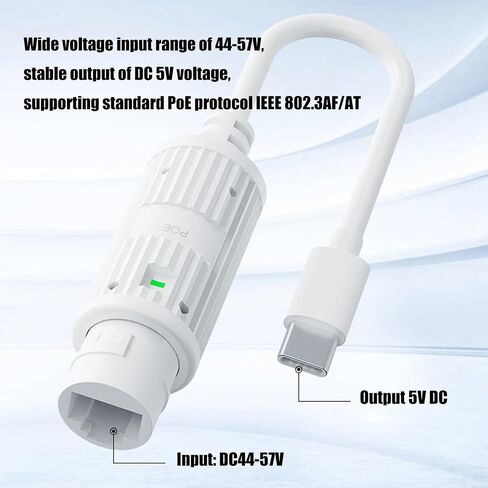 Power Over Ethernet Adapter 48v to Type C 5v2.4a Output Compactly Power Over Ethernet to Type Converter for Electronics Intelligent Phones/Tablets Use Standard Adapter USB in Kuwait