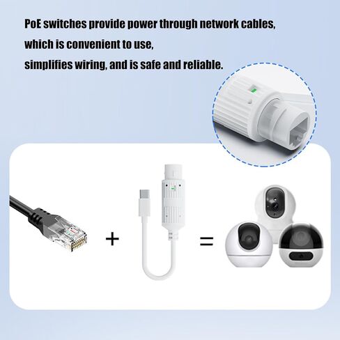 Power Over Ethernet Adapter 48v to Type C 5v2.4a Output Compactly Power Over Ethernet to Type Converter for Electronics Intelligent Phones/Tablets Use Standard Adapter USB in Kuwait