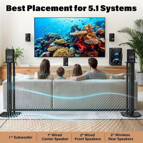 Bobtot 5.1 Home Theater Sound System Wireless Rear Satellite Speakers in Kuwait