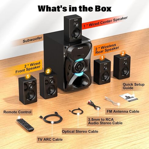 Bobtot 5.1 Home Theater Sound System Wireless Rear Satellite Speakers in Kuwait