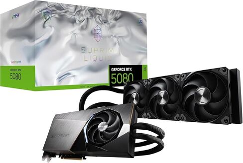 msi Gaming RTX 5080 16G SUPRIM Liquid SOC Graphics Card (16GB GDDR7, 256-bit, Extreme Performance: 2760 MHz, DisplayPort x 3 2.1a, HDMI 2.1b, NVIDIA Blackwell Architecture) in Saudi Arabia