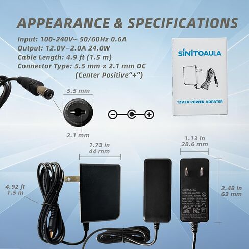 12V 2A Power Supply (Class 2, UL Listed) - 5.5 x 2.1mm, Center + in Saudi Arabia