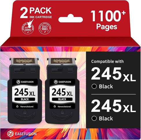 EaseFusion 245XL Ink Cartridges Replacement for Canon 245XL Black Ink PG-245XL PG245XL PG-245, Work with PIXMA MG2522 MX490 TR4520 TS202 TR4522 TS3122 TR4500 TS3300 Printer (2Pack) in Kuwait