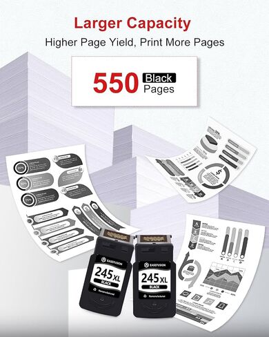 EaseFusion 245XL Ink Cartridges Replacement for Canon 245XL Black Ink PG-245XL PG245XL PG-245, Work with PIXMA MG2522 MX490 TR4520 TS202 TR4522 TS3122 TR4500 TS3300 Printer (2Pack) in Kuwait