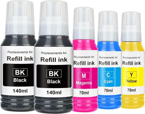 EaseFusion Replacement for Epson 502 Ink Refill Bottles(2BK,CMY-5 Packs) in Kuwait