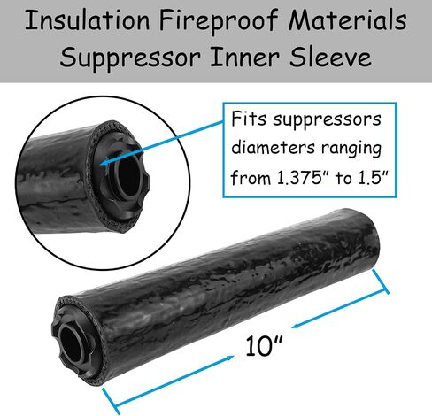 10" Heat Insulation Suppressor Cover 1800℉ Heat Resistant Siliconed Microfiber Sleeve - Burnproof Suppressor Wrap for Hunting & Shooting Rifle in Kuwait
