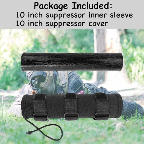10" Heat Insulation Suppressor Cover 1800℉ Heat Resistant Siliconed Microfiber Sleeve - Burnproof Suppressor Wrap for Hunting & Shooting Rifle in Kuwait