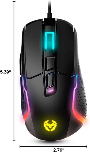 KROM Kick Gaming Mouse -NXKROMKICK- RGB Rainbow, PixArt Optical Sensor 3327 up to 12000 dpi, 6 DPI Levels (800-6200), Advanced Software, Black in Saudi Arabia