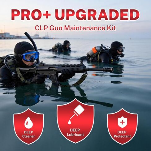 CLP Gun Oil Cleaner & Lubricant Kit - Universal Gun Cleaning Set with 2oz Spray & 1oz Needle Oiler, Synthetic Rust Preventative Solvent for Handgun, Pistol, Rifle, Shotgun, 50 Patches & 10 Swab in Kuwait