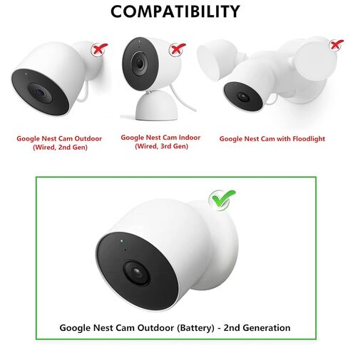 2Pack Camera Power Cord with Adapter for Google Nest Cam Outdoor or Indoor, Battery-2nd, 25ft/7.5m Flat Charging Cable for Nest Camera Waterproof Camera Charger Provide Continuous Power Supply - White in Kuwait