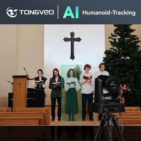TONGVEO Wireless AI PTZ 20X Camera System with Auto Tracking Built-in Receiver & Bluetooth Speakerphone, 5.8GHz 1080P 60fps Conference Camera for Church Zoom, OBS Meetings in Saudi Arabia