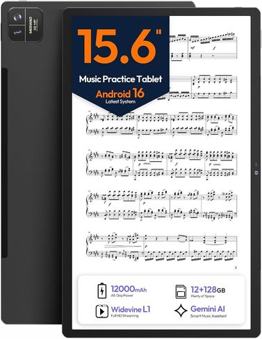 15.6 Inch Android 16 Tablet, FHD IPS Sheet Music Display for Musicians in Kuwait