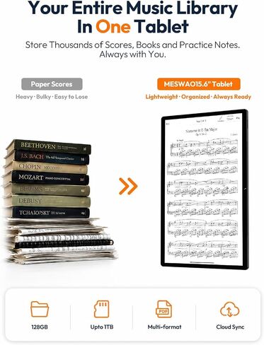 15.6 Inch Android 16 Tablet, FHD IPS Sheet Music Display for Musicians in Kuwait