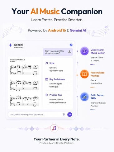 15.6 Inch Android 16 Tablet, FHD IPS Sheet Music Display for Musicians in Kuwait