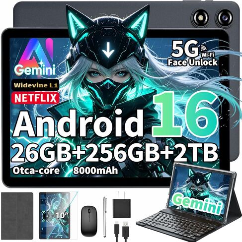 2026 Android 16 Tablet, 10 inch Tablet with Keyboard, 26GB+256GB, Gemini AI in Kuwait