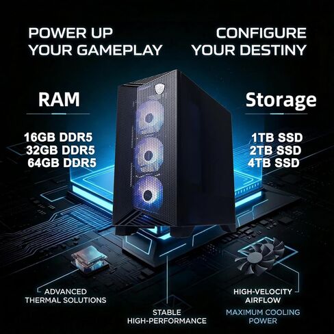 iCarp Customized Desktop Made with MSI Aegis R2 AI 2nd Gaming Desktop Intel 24-core Ultra 9 285 16GB/32GB/64GB RAM 1TB/2TB/4TB SSD GeForce RTX 5070 Ti 1406 AI Tops RGB Fan Cooler 80+ Gold PSU Win11 in Kuwait