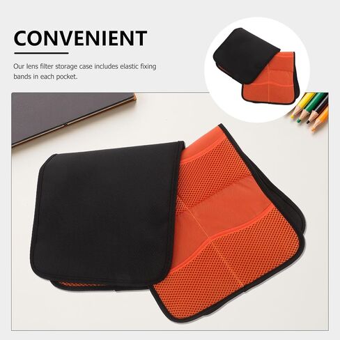 2pcs 6 Pocket Camera Lens Filter Bag, Portable Lens Filter Carrying Case Made of Sturdy Polyester and Nylon, Secure Storage and Versatile Organization for Outdoor Shoots and Travel in Kuwait