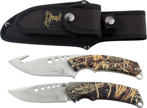 Elk Ridge ER-054CA 8.5-Inch Fixed and 5-Inch Folder Hunting Knife Set in Kuwait