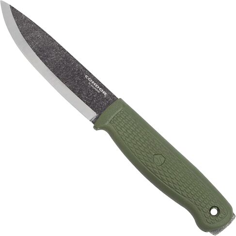 Condor Tool & Knife Terrasaur Bushcraft Knife Black - 1095 High Carbon Steel - Scandi Edge - High Impact Polypropylene Sheath - 3mm Thick - 4.2in Blade - 7.1oz in Kuwait