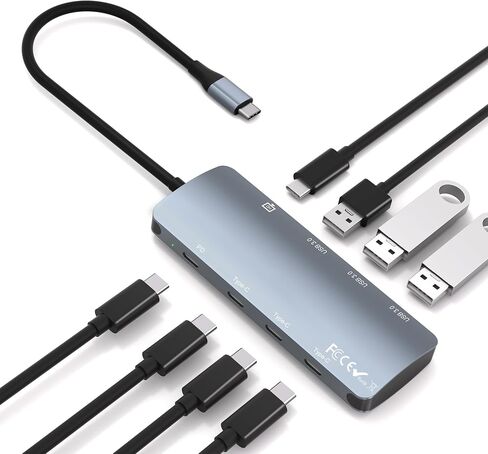 10Gbps USB C Hub with USB C Video Output,USB C Hdmi Splitter with 4K@60Hz Video Output,100W PD Charging, 10Gbps Data Transfer,Multi USB C Adapter for MacBook Pro/Air,HP and More Type C Devices in Saudi Arabia