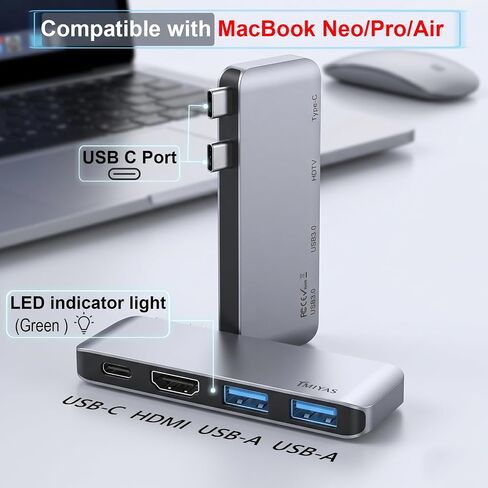 4-in-2 USB-C Snap Hub, 4K/60Hz HDMI, for MacBook Neo, Silver in Kuwait