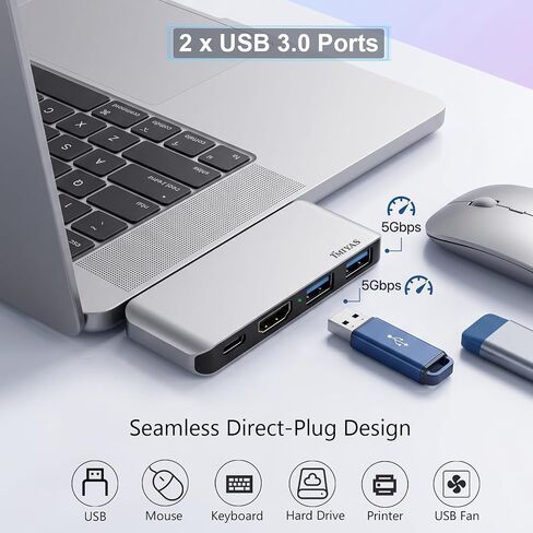 4-in-2 USB-C Snap Hub, 4K/60Hz HDMI, for MacBook Neo, Silver in Kuwait