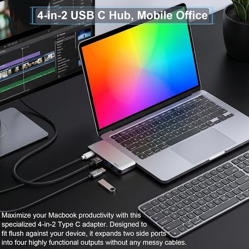 4-in-2 USB-C Snap Hub, 4K/60Hz HDMI, for MacBook Neo, Silver in Kuwait