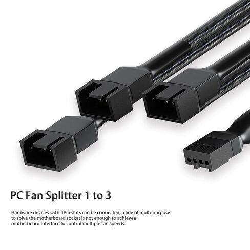 3 Way PWM Fan Splitter Cable, 2 Pcs 4 Pin PWM Fan Splitter, 1 to 3 Converter, 11 Inch, for Computer ATX Case 4-Pin/3-Pin Cooling Fan in Kuwait