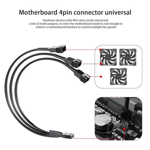 3 Way PWM Fan Splitter Cable, 2 Pcs 4 Pin PWM Fan Splitter, 1 to 3 Converter, 11 Inch, for Computer ATX Case 4-Pin/3-Pin Cooling Fan in Kuwait