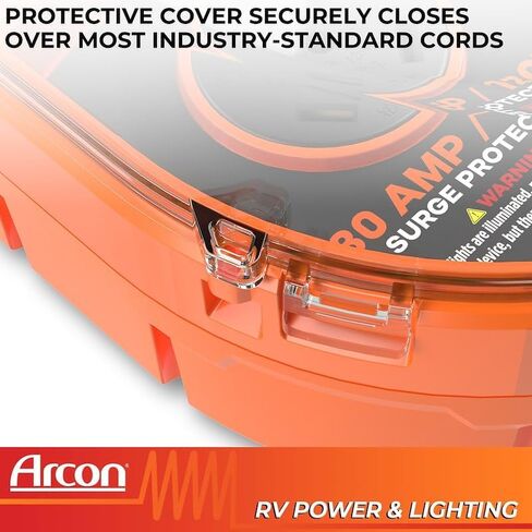 Arcon 19758 Portable 30 Amp 120 Volt RV Surge Protector with CETL Certification, 3600 Joules Power Surge Protection, Low Voltage & Fault Indicator Lights, Lock and 36 Inch Cable Included in Kuwait