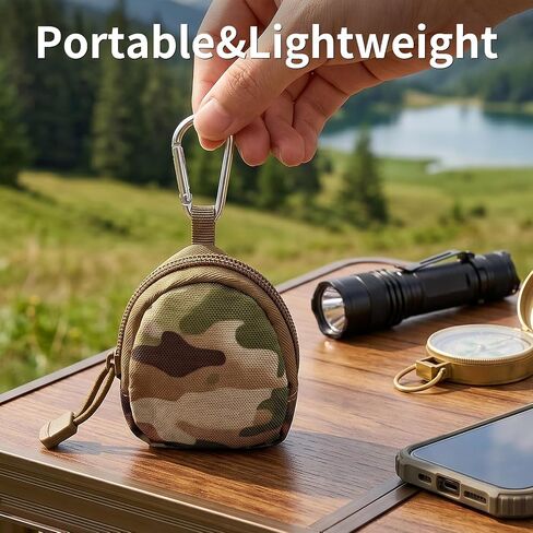 Mini Tactical Pouch, Nylon EDC Utility Bag, Small Keychain Coin Holder with Zipper for Keys Earbuds Cash Outdoor Travel Camping Accessories in Kuwait