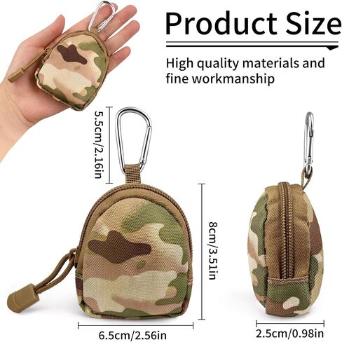 Mini Tactical Pouch, Nylon EDC Utility Bag, Small Keychain Coin Holder with Zipper for Keys Earbuds Cash Outdoor Travel Camping Accessories in Kuwait
