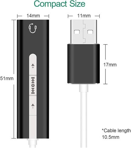External Sound Card Sturdy Aluminum Alloy Material USB 3.1 with 7.1 Surround Sound and Mic Volume Control Buttons Superior Reliability and Audio Transmission for Computer in Kuwait
