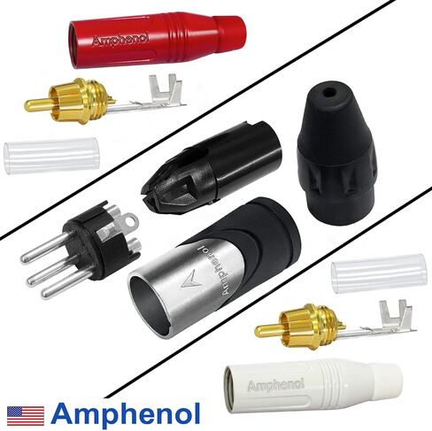 1.5 Foot RCA to XLR (Male) Cable Pair - WBC-PRO-LOCAP Low-Capacitance (14pF/ft) 22 AWG Ultra-Silent Audiophile & Pro-Grade Audio Interconnect Cable - Amphenol Plugs & Red & Silver Tweed Jackets in Kuwait