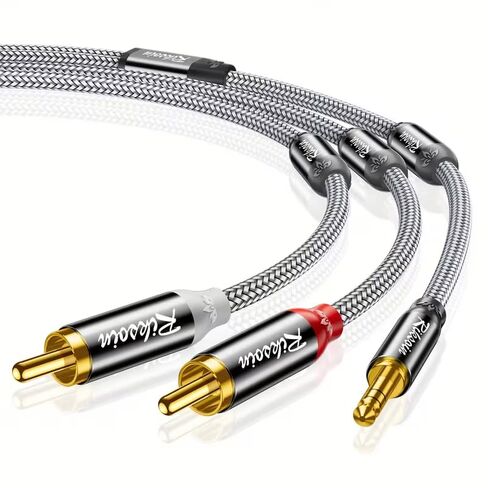 RCA to 3.5mm Cable,8FT 2RCA Male to Aux Audio Adapter,HiFi Sound, 3.5 mm 1/8 to RCA 2-Male Headphone Jack Y Splitter Audio Cord for Speaker, MP3,Phone, Tablet,HDTV in Kuwait