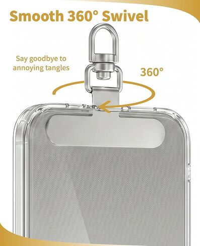 20-Pack 360° Rotating Phone Lanyard Tab, Ultra-Thin Stainless Steel Phone Tether Tab, Universal Patch & Charm Holder in Kuwait