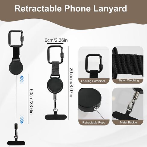 Anti-Theft Retractable Phone Tether Lanyard with Steel Cable (23.6") in Kuwait