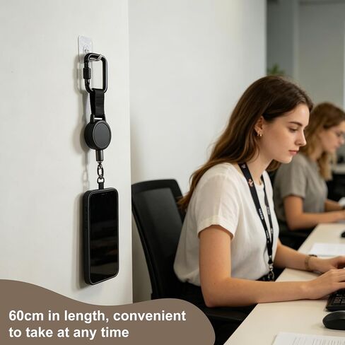 Anti-Theft Retractable Phone Tether Lanyard with Steel Cable (23.6") in Kuwait