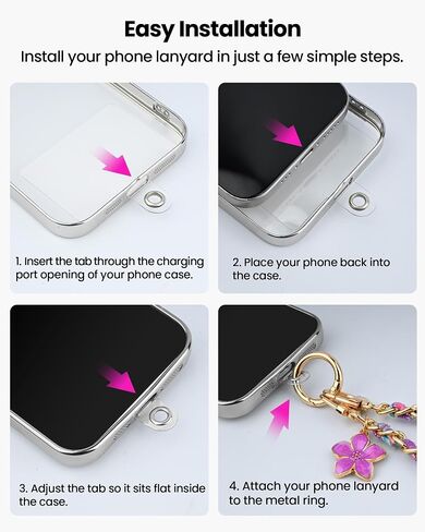 mimo Phone Wrist Strap Metal Phone Chain Wristlet with Floral Charm, Women in Kuwait