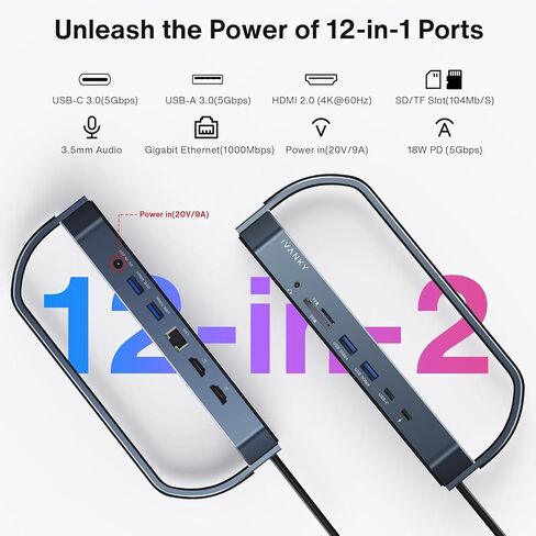 iVANKY 12-in-2 Dual Display Dock for MacBook Pro with 150W Power Adapter in Kuwait