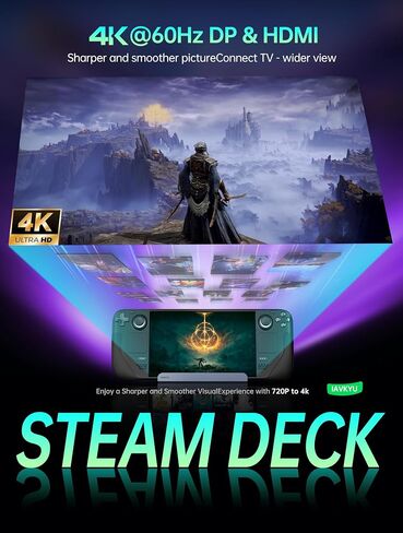 7-in-1 Steam Deck Dock with Dual 4K@60Hz HDMI DisplayPort – 100W USB C Docking Station for Steam Deck ROG Ally Legion Go – MacBook iPad Android Gaming Hub/Gigabit Ethernet 3xUSB 3.0 Ports in Kuwait