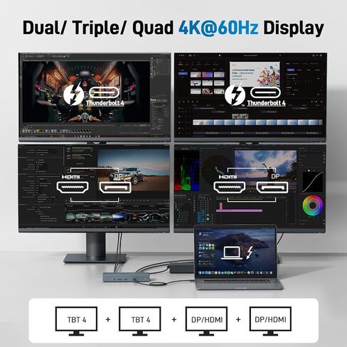 Acer Thunderbolt 4 Dock, 16 in 1 DisplayLink Docking Station 4 Monitor in Kuwait