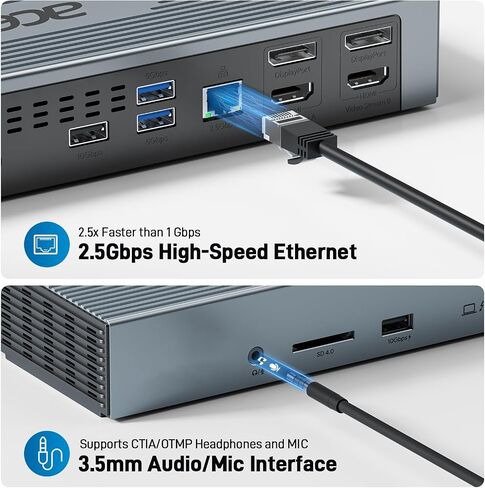 Acer Thunderbolt 4 Dock, 16 in 1 DisplayLink Docking Station 4 Monitor in Kuwait